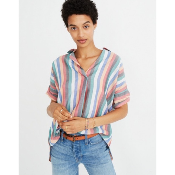 Madewell Tops - Madewell | Courier Button-Back in Festival Stripe